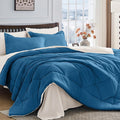 HEVUMYI Teal Blue & Ivory Queen Comforter Set by HEVUMYI