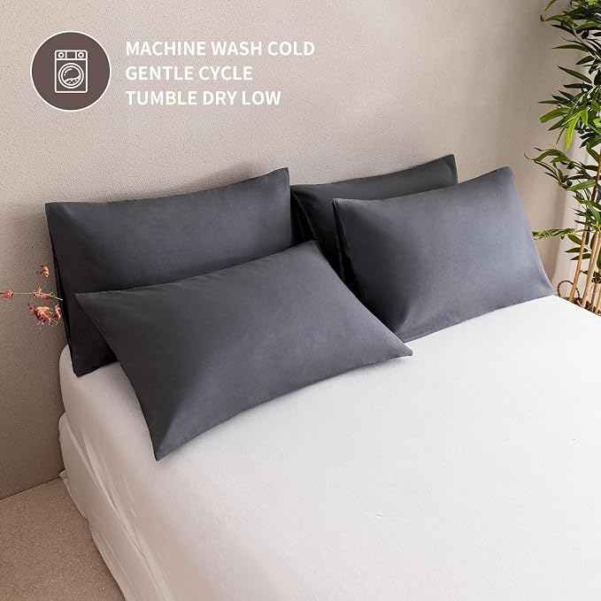MINIPANDA Dark Gray King Size Pillow Cases Set of 4 - Image 6