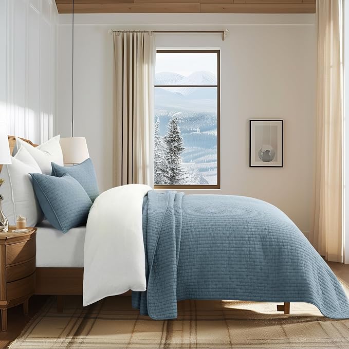 EVERGRACE x Kinsey Walsh Cross Stitch Pre-Washed Cotton Quilt Bedding Set King - Image 3