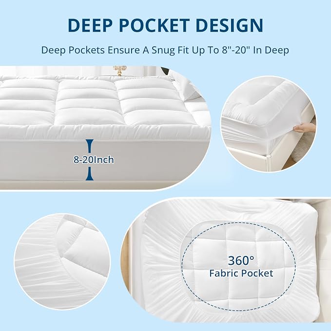 YUGYVOB Twin XL Mattress Topper Extra Thick, and Breathable Mattress Pad 8-21" - Image 5