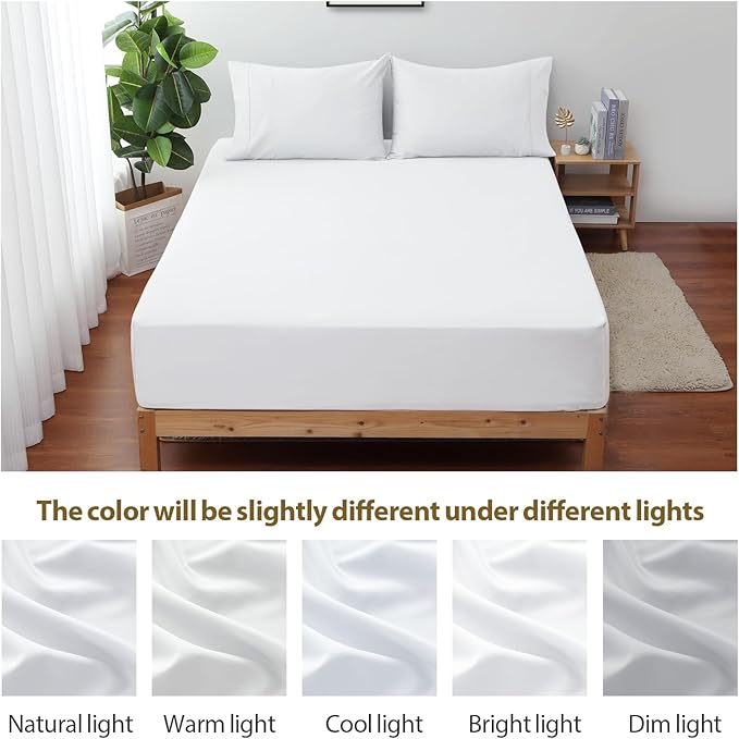 Full Size Fitted Sheet Only White, 100% Egyptian Cotton 600 Thread Count - Image 7