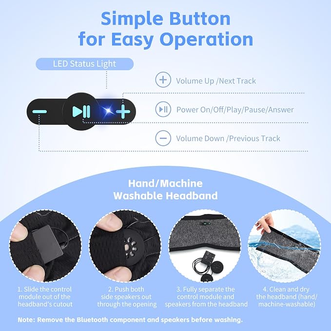 2 Pack Sleep Headphones Bluetooth 6.0 Headband, 20Hr Headband Headphones - Image 7