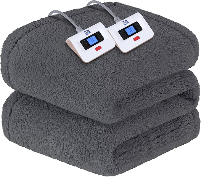 Sealy Electric Blanket Queen Size, Dual Control Soft Sherpa Heated Blanket by Sealy