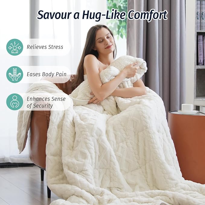 Wemore Weighted Blanket for Adults Twin Size 15 lbs, Dual Sided Soft Fuzzy - Image 4