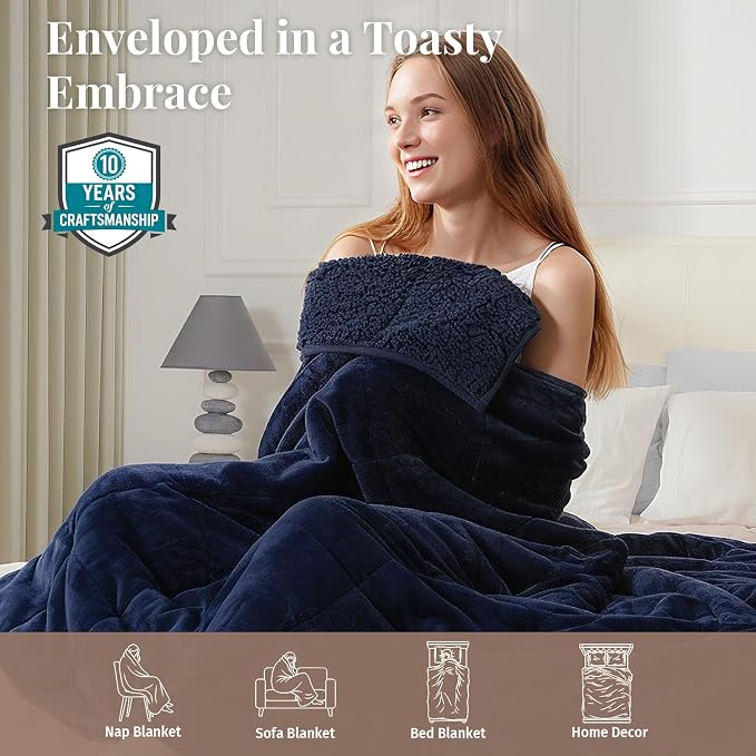 Topblan Sherpa Fleece Weighted Blanket 15lbs, Uniformed Color - Image 4
