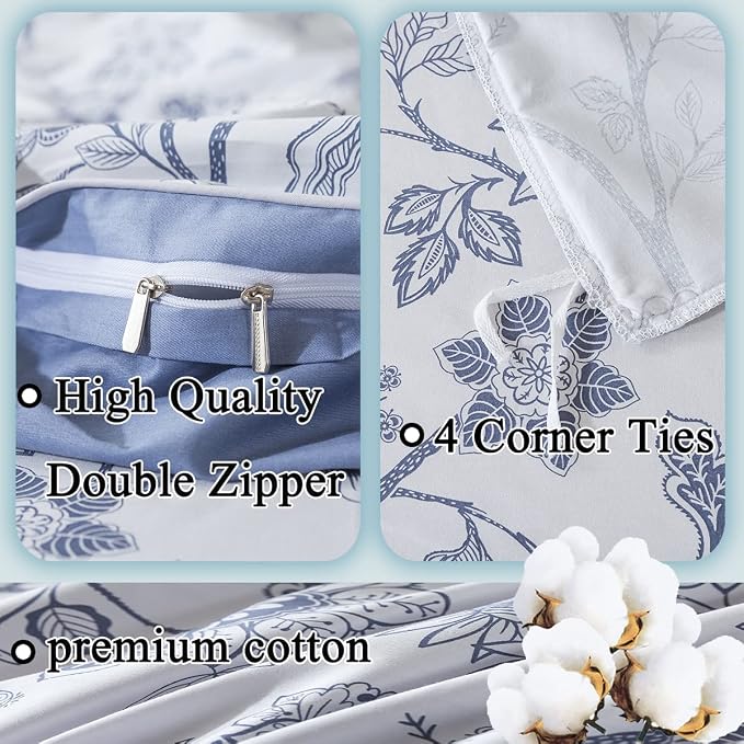 FADFAY Duvet Cover Set Full Floral Bedding Percale Cotton 600 TC Classical - Image 3