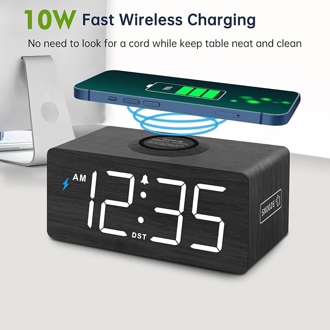 DreamSky Wooden Digital Alarm Clock - Image 3