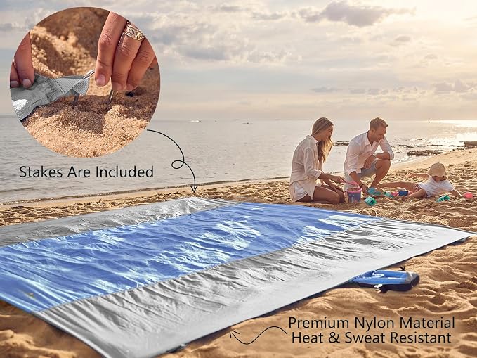 WEKAPO Beach Blanket Sandproof Waterproof, Extra Large Beach Mat, Oversized & - Image 6