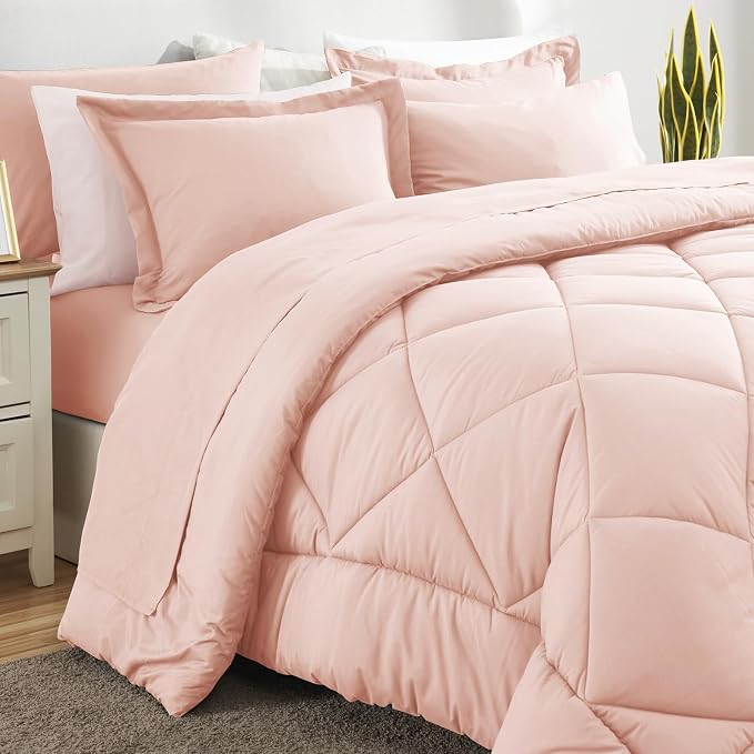 CozyLux Queen Comforter Set Blush Pink - Image 4
