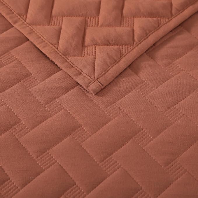 WRENSONGE Queen Quilt-3 Pieces Weave Autumn Leaf Bedspreads Queen Size Quilt - Image 6