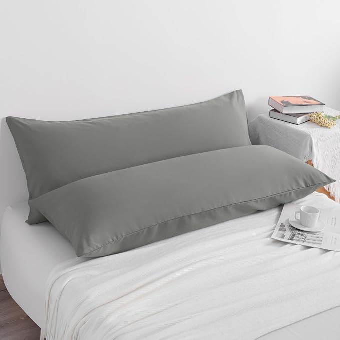 NTBAY 2-Piece Body Pillowcase Set, 20x54 inches, Smoke Grey, Microfiber - Image 2