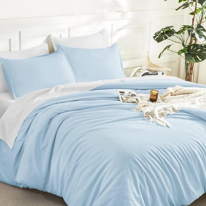 Litanika Comforters Light Blue Full Size, 3 Pieces Lightweight Solid Bedding - Image 5