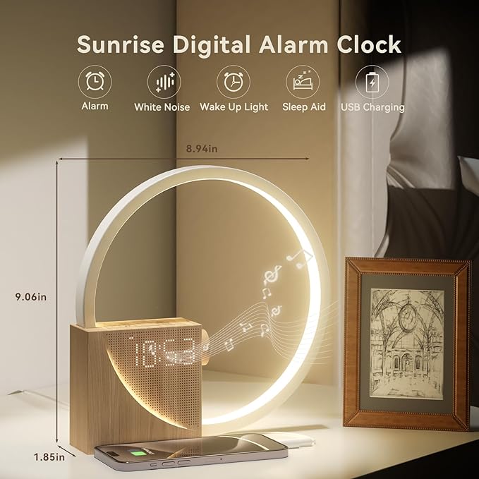 Vivilumens Sunrise Alarm Clock Sound Machine Nightlight, Gradual Wake Up Light - Image 4