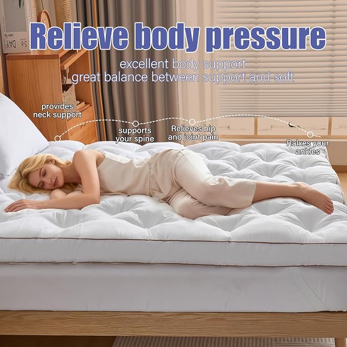 WhatsBedding 4 Inch Memory Foam Mattress Topper Queen - Image 8