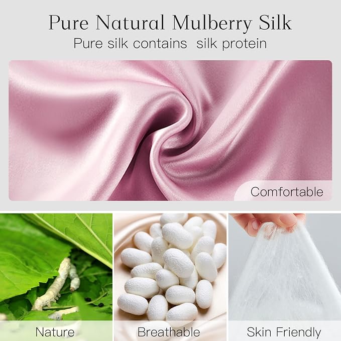 100% Natural Silk Eye Mask for Women Men, Soft Pressureless Cooling Blackout - Image 4