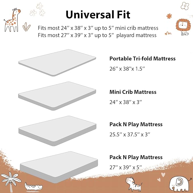 Baby Mini Crib Sheets Boy, Portable 38”x26” Pack and Play Sheets Fitted - Image 8