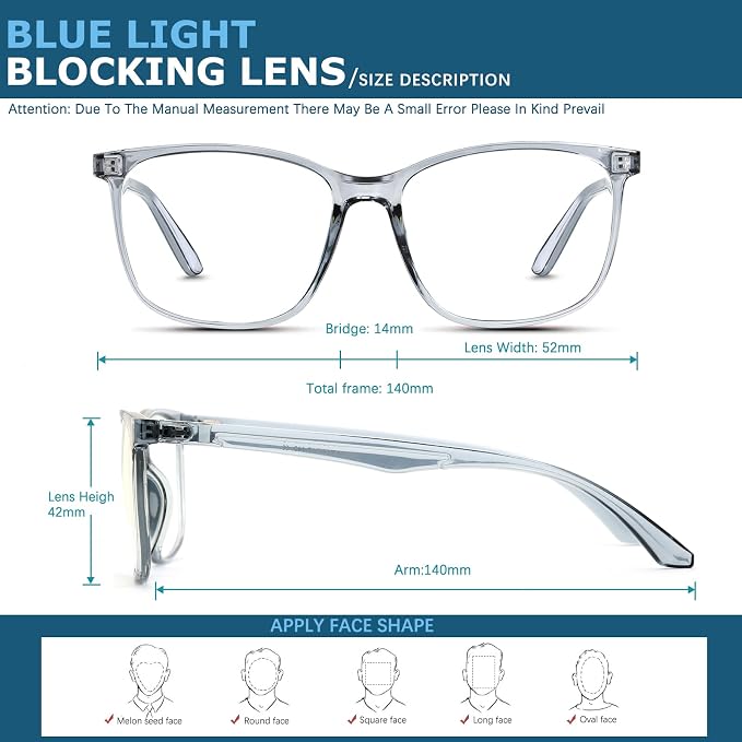 Oilway Blue-Light Blocking Glasses Computer Reading/Gaming/TV/Phones Glasses - Image 6