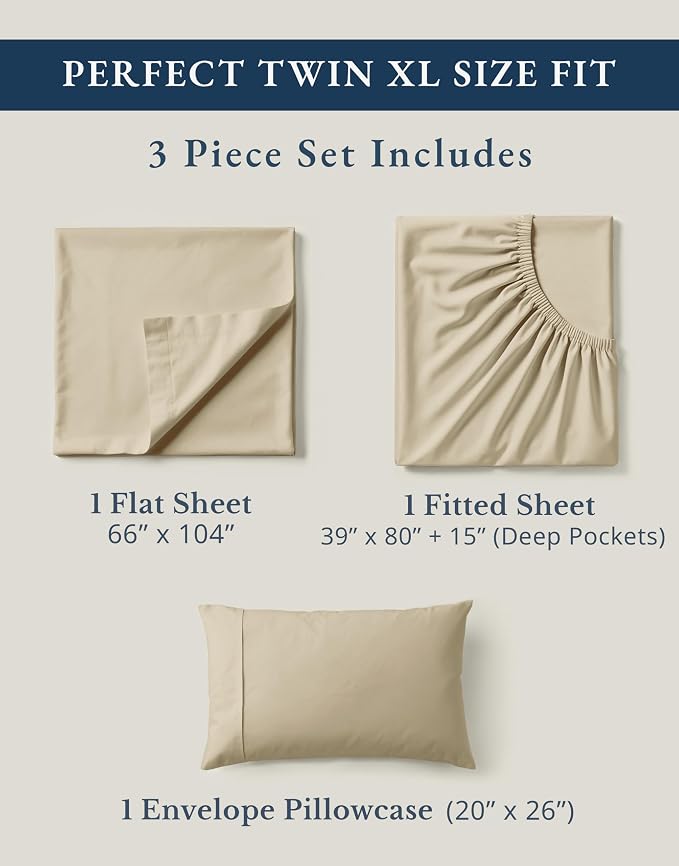 LANE LINEN Twin XL Sheets Set, 100% Mercerized Organic Cotton Twin XL Bed - Image 4