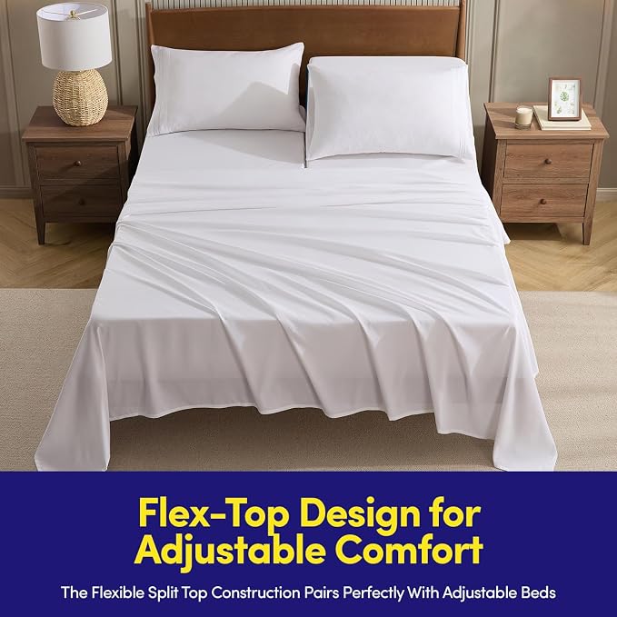Split Head King Sheets Set for Adjustable Beds 4 Piece Flex Top Bed Sheets – - Image 2