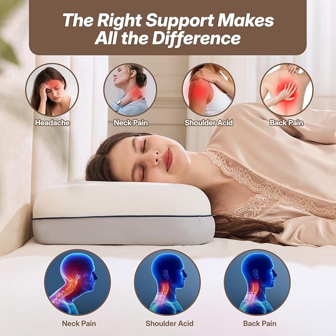 Cervical Neck Pillow for Neck & Shoulder Support, Adjustable Memory Foam Pillow - Image 7