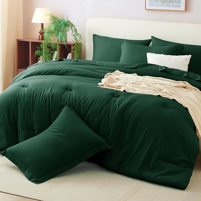 CozyLux Twin XL Comforter Set Emerald Green, 5 Pieces Bed in a Bag Twin Extra - Image 8