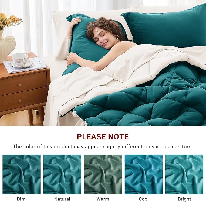 MUXHOMO 7 Pieces Queen Comforter Set, Reversible Bed in a Bag Queen Size - Image 4