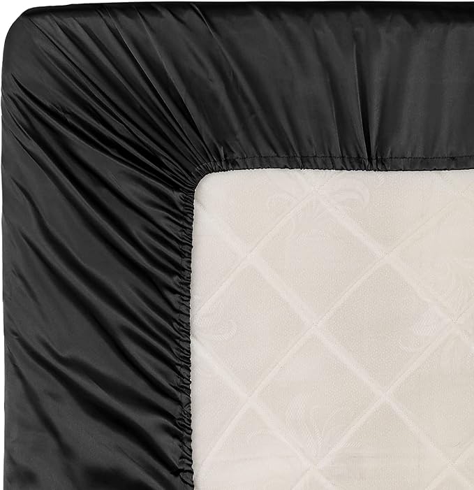 Homiest Black Satin Fitted Twin XL Size Deep Pocket Luxury & Ultra Soft Bedding - Image 6