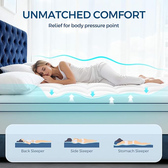 Premium Dual Layer 4 Inch Memory Foam Mattress Topper, 2 Inch Gel Memory Foam - Image 5