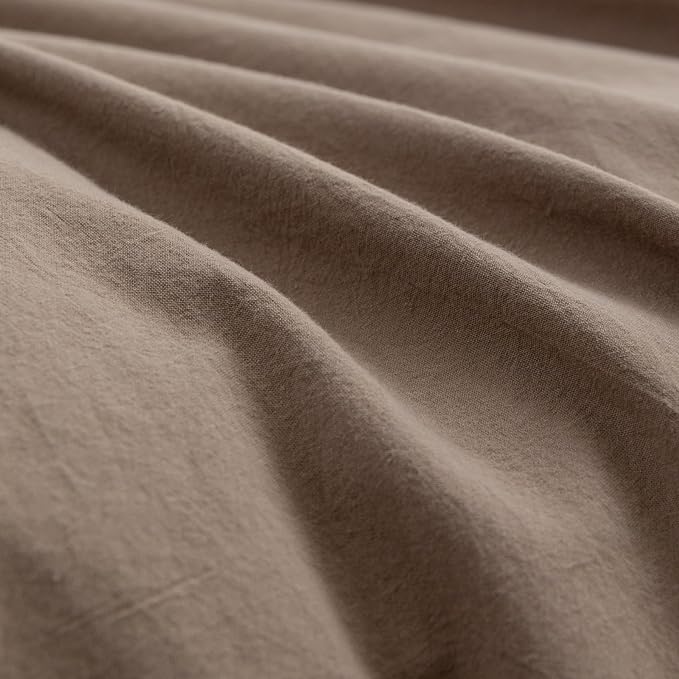 BESTOUCH Duvet Cover Set 100% Washed Cotton Linen Feel Super Soft Comfortable - Image 6