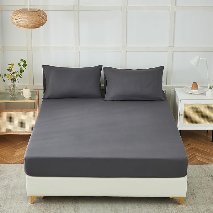 ILAVANDE Grey Twin Sheets Set, 3 Piece, Hotel Luxury 1800 Series Super Soft - Image 7