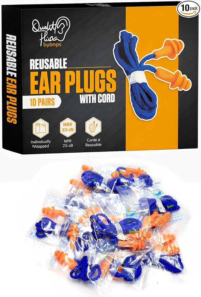 10 Pair Corded Reusable Ear Plugs by QualityPlugsbyRips