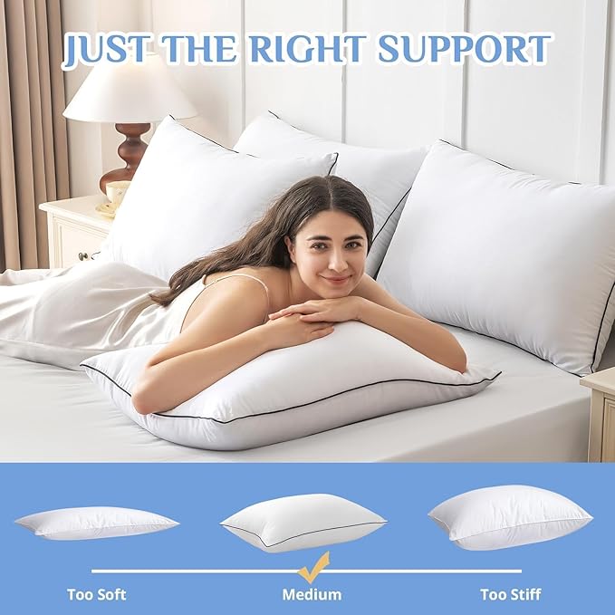 JOLLYVOGUE Pillows Queen Size Set of 2, Hotel Collection Bed Pillows - Image 4