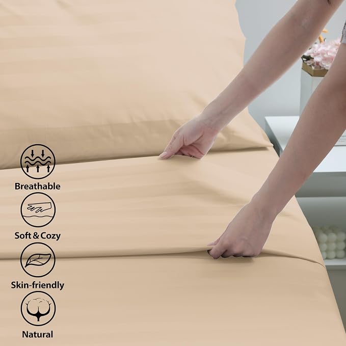 Cotton Full Flat Sheet Only, 600 Thread Count 100% Egyptian Cotton Top Sheet - Image 3
