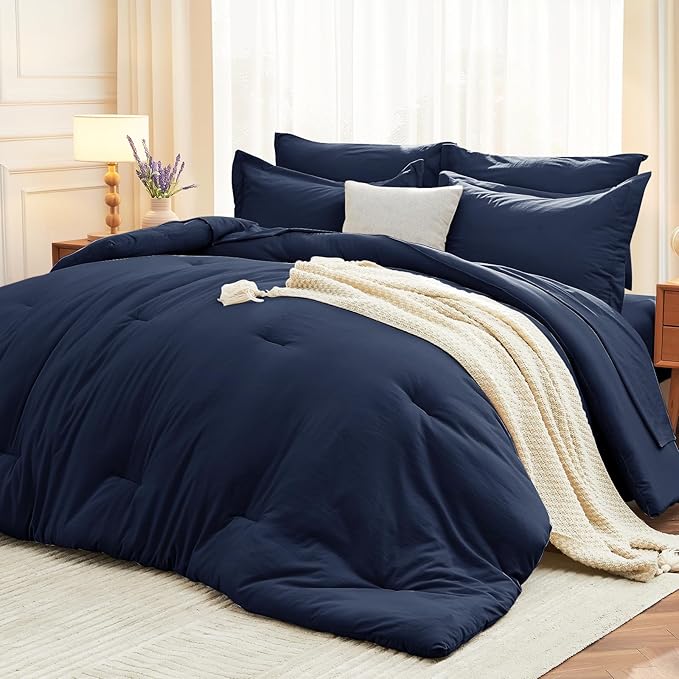 MUXHOMO 7 Pieces Full Comforter Set, Soft Bed in a Bag Full Size, All Season by MUXHOMO