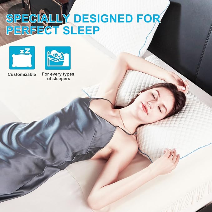 VVZ Cooling Bed Pillows King Size Set of 2, Shredded Memory Foam Pillows - Image 8