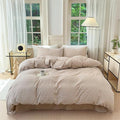 Nayoroom Brown Gingham Duvet Cover Full Size Tan White Plaid Checkered Duvet by Nayoroom