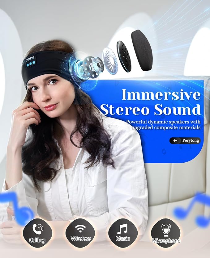 Perytong Sleep Headphones Wireless, Air Travel, Meditation - Image 6