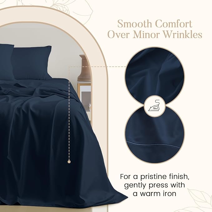 100% Egyptian Cotton Sateen Weave 3PC Twin Sheets Set - Image 2