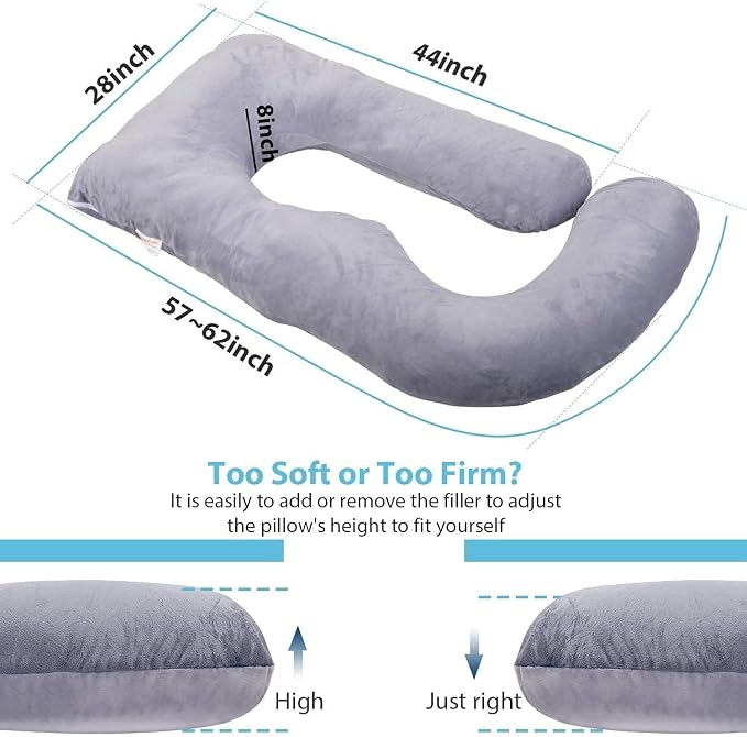 Jcickt Pregnancy Pillow J-Shaped Full Body Pillow, 59 inch - Image 6
