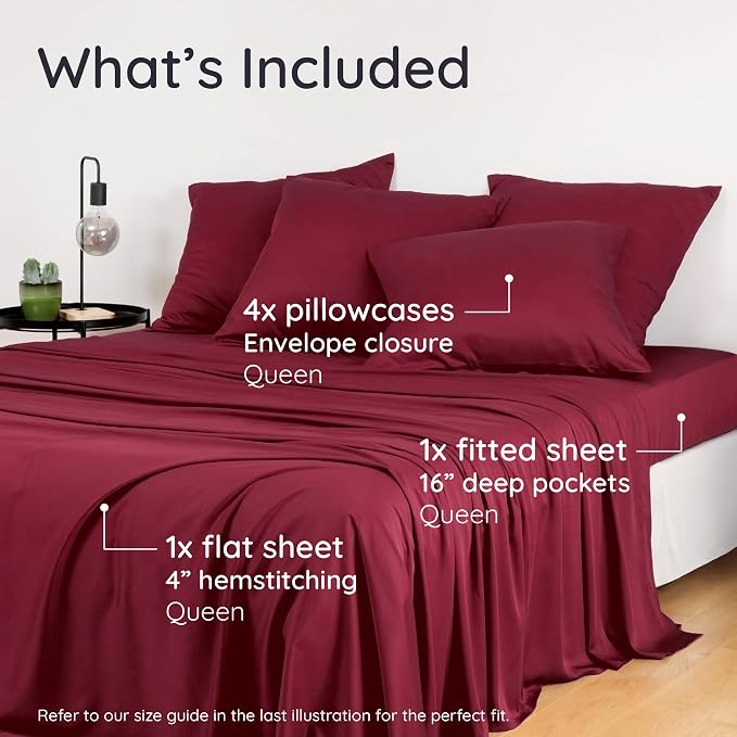 Bambaw 100% Viscose Derived from Bamboo Queen Sheet Set 6 Piece, Queen Size - Image 2