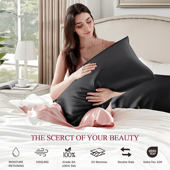 100% Silk Pillow Cases Standard Size Mulberry Silk Pillowcase - Image 6