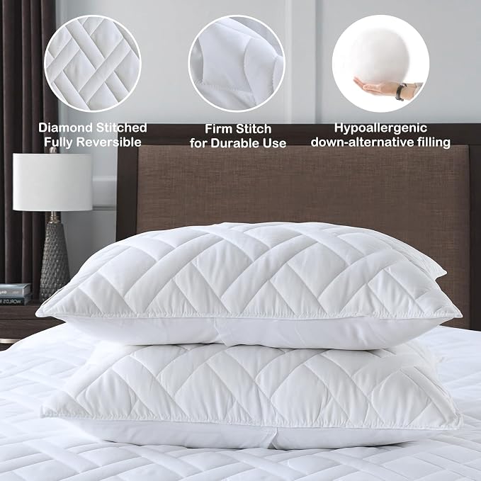 HORIMOTE HOME Quilt Set King Size White, Classic Geometric Diamond Stitched - Image 4