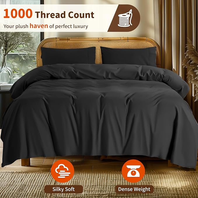 LBRO2M 1000 Thread Count 100% Egyptian Cotton Sheets Set Twin, 3 Piece Sets Bed - Image 2
