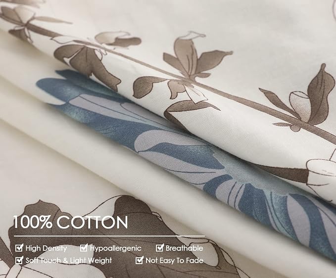 SLEEPBELLA Duvet Cover Twin Size, 600 Thread Count Cotton Botanical Flowers - Image 5