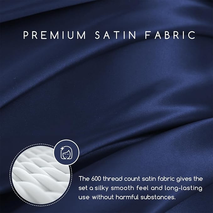 MR&HM Satin Bed Sheets, Full Size Sheets Set - Image 2