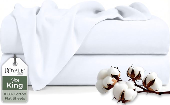 Royale Linens 100% Organic Cotton King 2 Pack Flat Sheet Only by ROYALELINENS