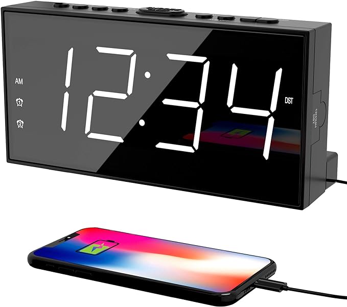 PPLEE Alarm Clock for Bedroom, 2 Alarms Loud LED Big Display Plug in Simple by PPLEE