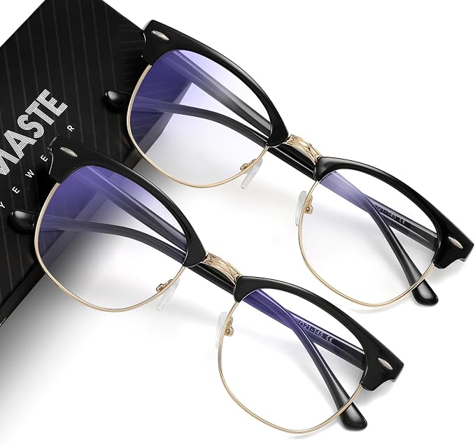 Blue Light Blocking Glasses Vintage Half Frame UV Clear Lens Anti Eyestrain by AOMASTE