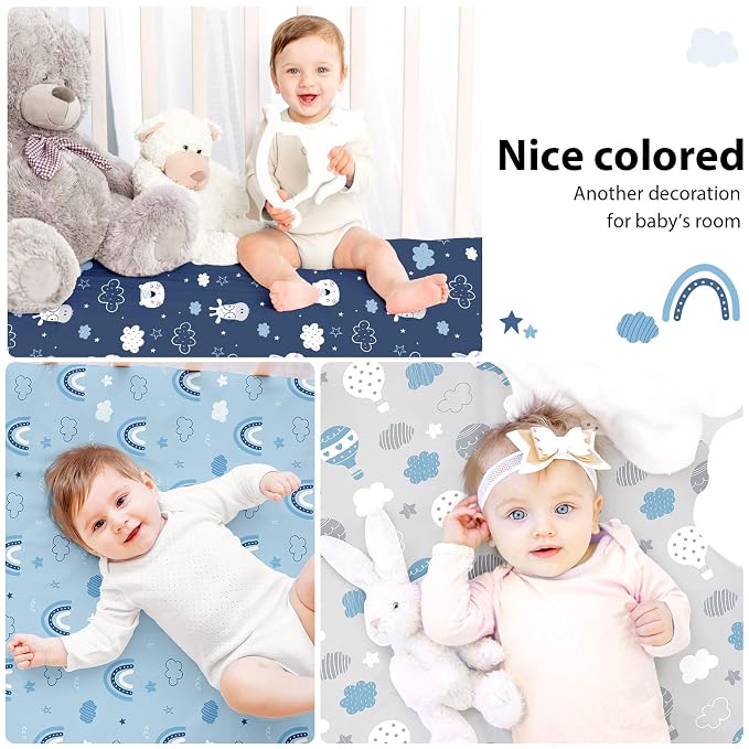 Baby Mini Crib Sheets Boy, Portable 38”x26” Pack and Play Sheets Fitted - Image 9