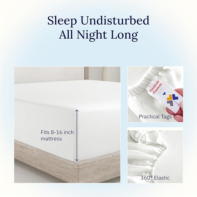 California Design Den Full Fitted Sheet Deep Pocket, Soft 400 Thread Count 100% - Image 7